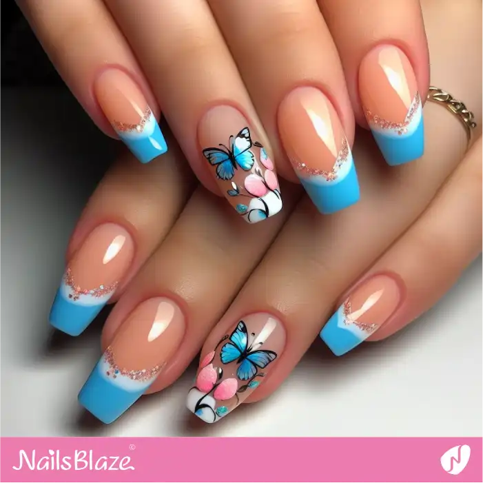 Double French Peach Fuzz Nails Butterfly Design | Color of the Year 2024 - NB1810